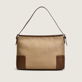 Kontrastfarbene Tragetasche mit Schnallenbesatz - Braun